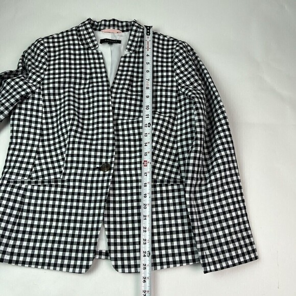 NWT Talbots Linen Blend Blazer sz 10 Jacket Gingham Check Lined Black White - Picture 8 of 11